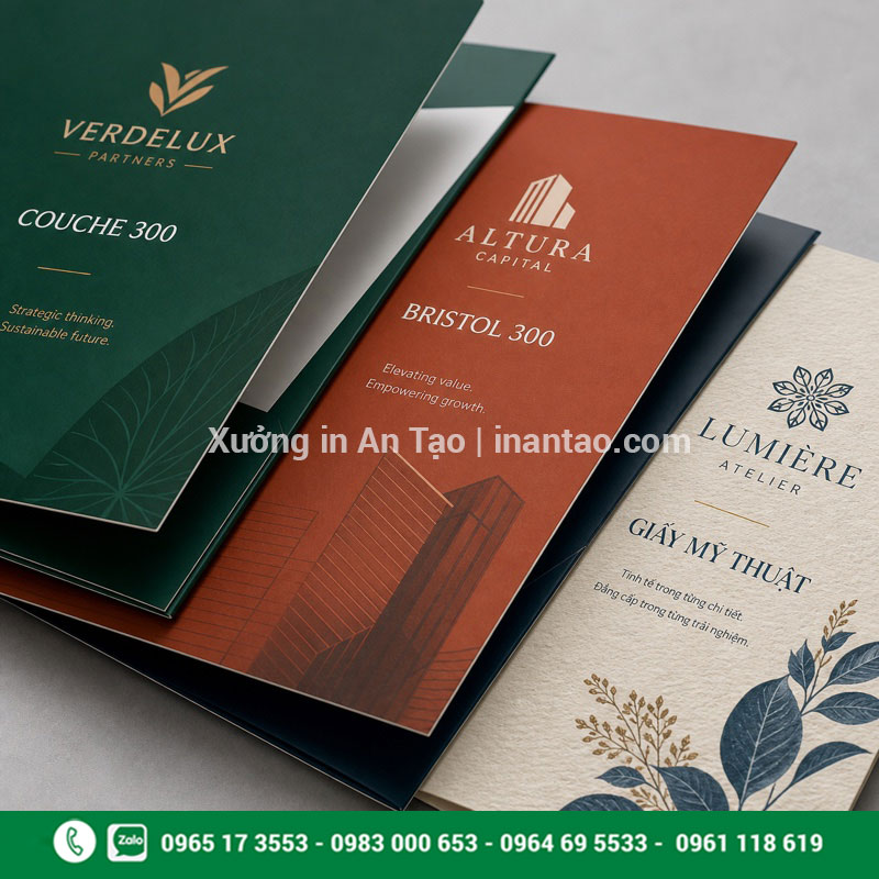 Các chất liệu giấy dùng để in bìa folder So sánh chất liệu Couche Bristol và giấy mỹ thuật khi in bìa folder