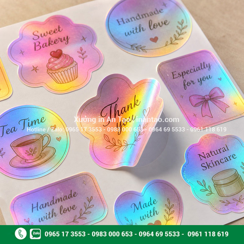 Hiệu ứng decal tem 7 màu thường Hiệu ứng ánh cầu vồng của decal tem 7 màu thường