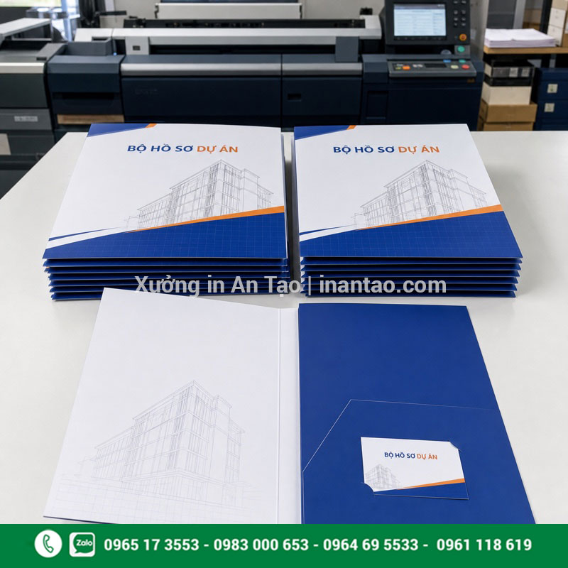 In folder số lượng ít theo nhận diện doanh nghiệp Đơn in folder số lượng ít đã thiết kế và hoàn thiện tại xưởng