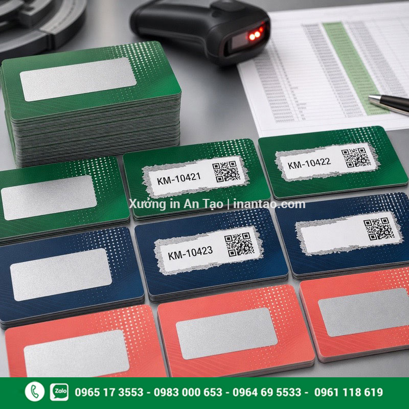 Kiểm soát mã biến đổi khi sản xuất thẻ cào In mã biến đổi và QR trên thẻ cào bảo mật