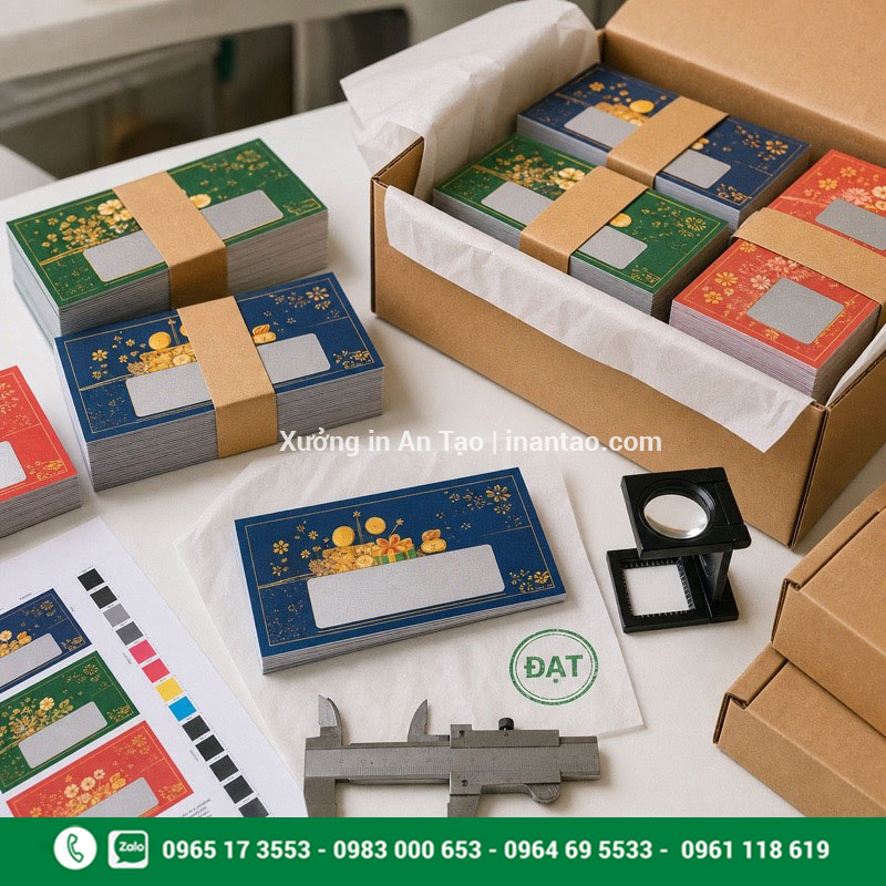 Gia công thẻ cào và đóng gói theo lô Kiểm tra chất lượng và đóng gói thẻ cào thành phẩm