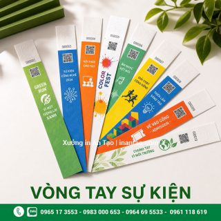 Vòng tay giấy in theo yêu cầu, chống nước, giá xưởng tại TP.HCM