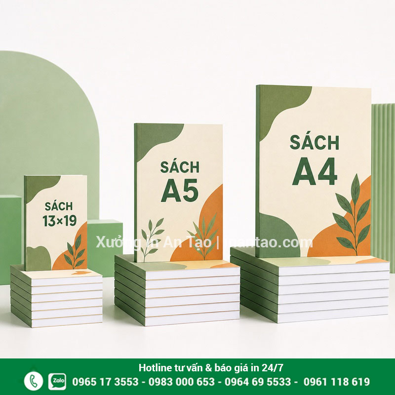 So sánh khổ và giá in sách tại intuigiayhcm.com Ba khổ sách 13x19 A5 A4 dùng để tính giá in sách theo yêu cầu