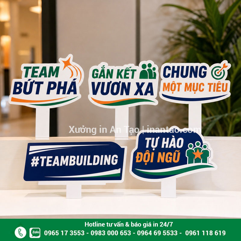 Thiết kế hashtag cầm tay công ty đồng bộ nhận diện Bộ hashtag cầm tay công ty dùng cho hội nghị và teambuilding