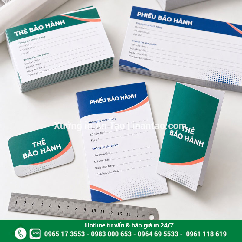 Kích thước in thẻ bảo hành theo yêu cầu Các kích thước thẻ bảo hành và phiếu bảo hành thông dụng