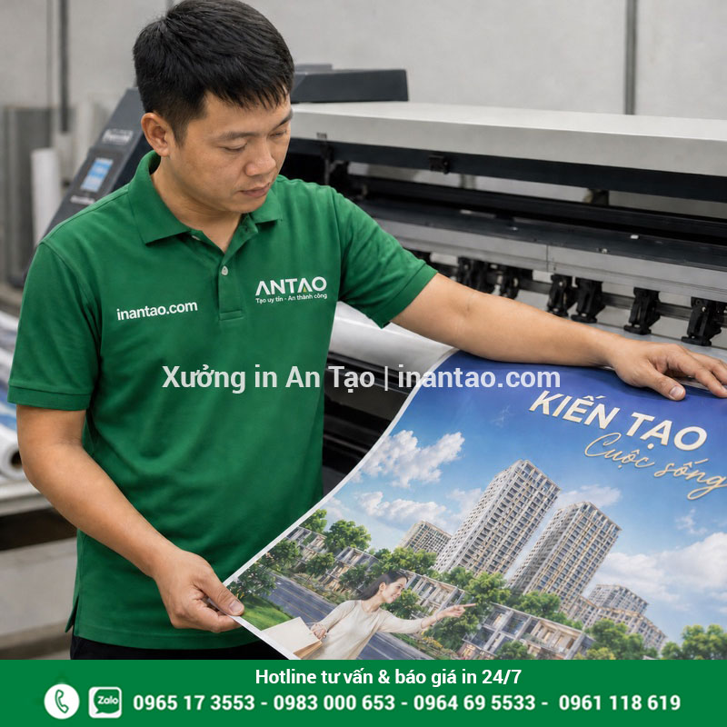Quy trình in poster tại xưởng intuigiayhcm.com Nhân viên Việt Nam kiểm tra quy trình in poster tại xưởng intuigiayhcm.com